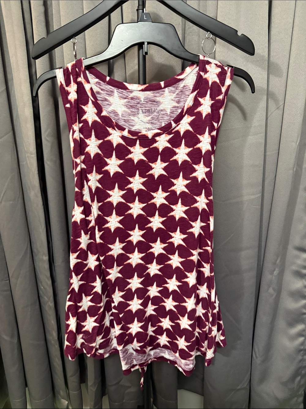 Lucky Brand Burgundy Star-Print Tank Top